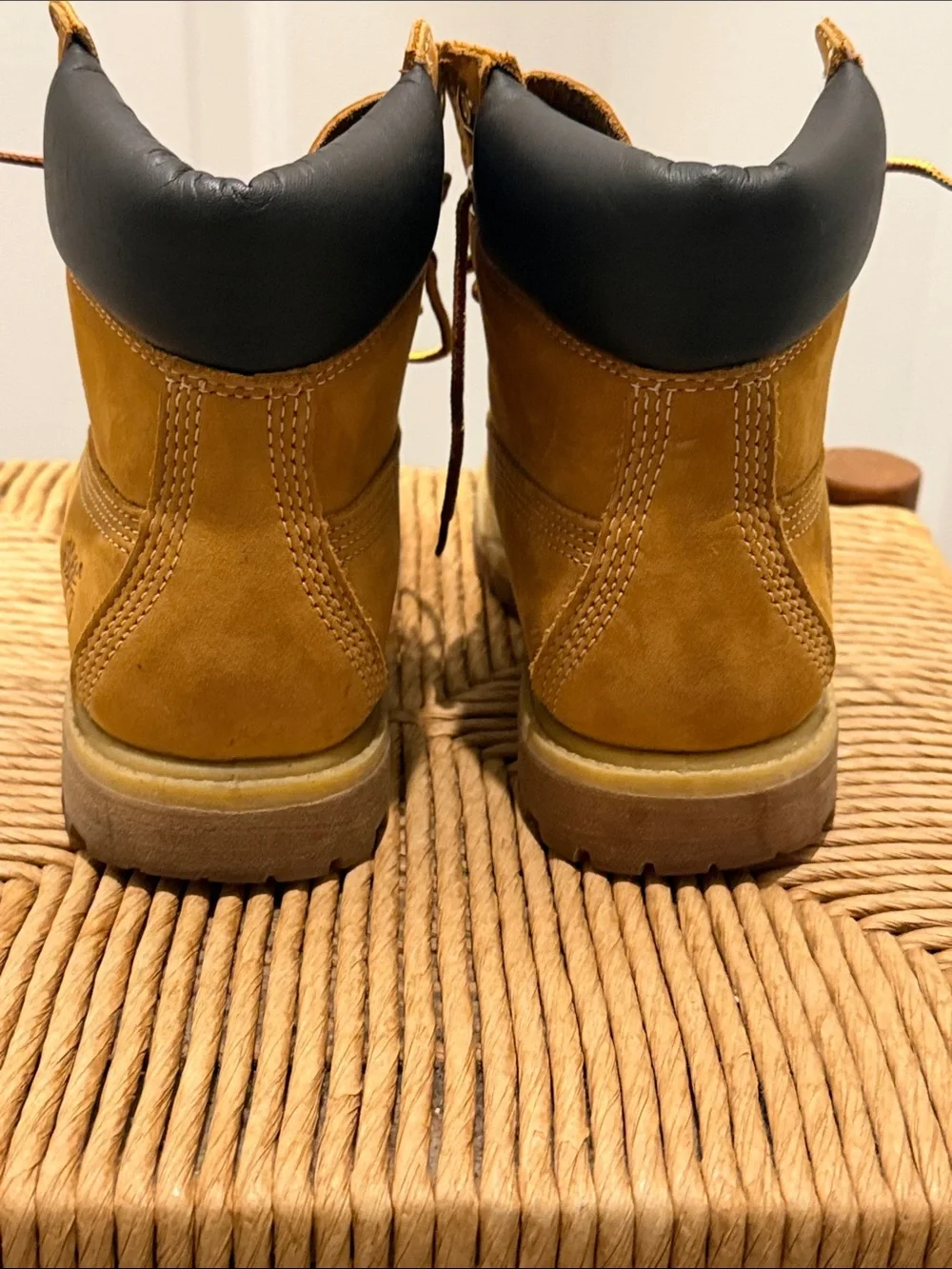 Timberland Wheat Nubuck Boots with Black Collar size 5M
